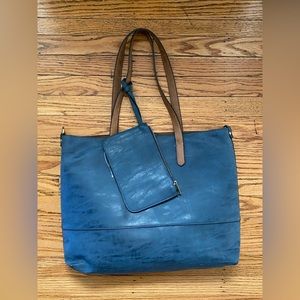 JOY Susan blue brushed tote never used